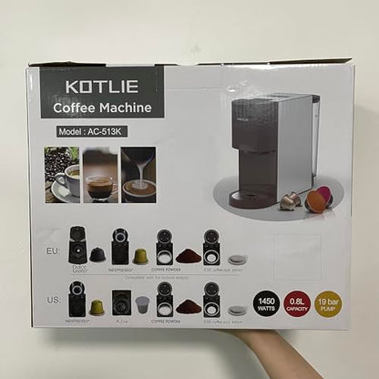 Expreso 513F 5 en 1 Cafetera de Capsulas para Dolce Gusto/Nespresso Original/Lavazza Mio/Ground/ESE Pods,19 Bar Alta Presión Apagado Automático Depósito cafetera capsulas…