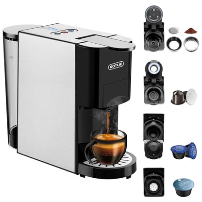 Expreso 513F 5 en 1 Cafetera de Capsulas para Dolce Gusto/Nespresso Original/Lavazza Mio/Ground/ESE Pods,19 Bar Alta Presión Apagado Automático Depósito cafetera capsulas…