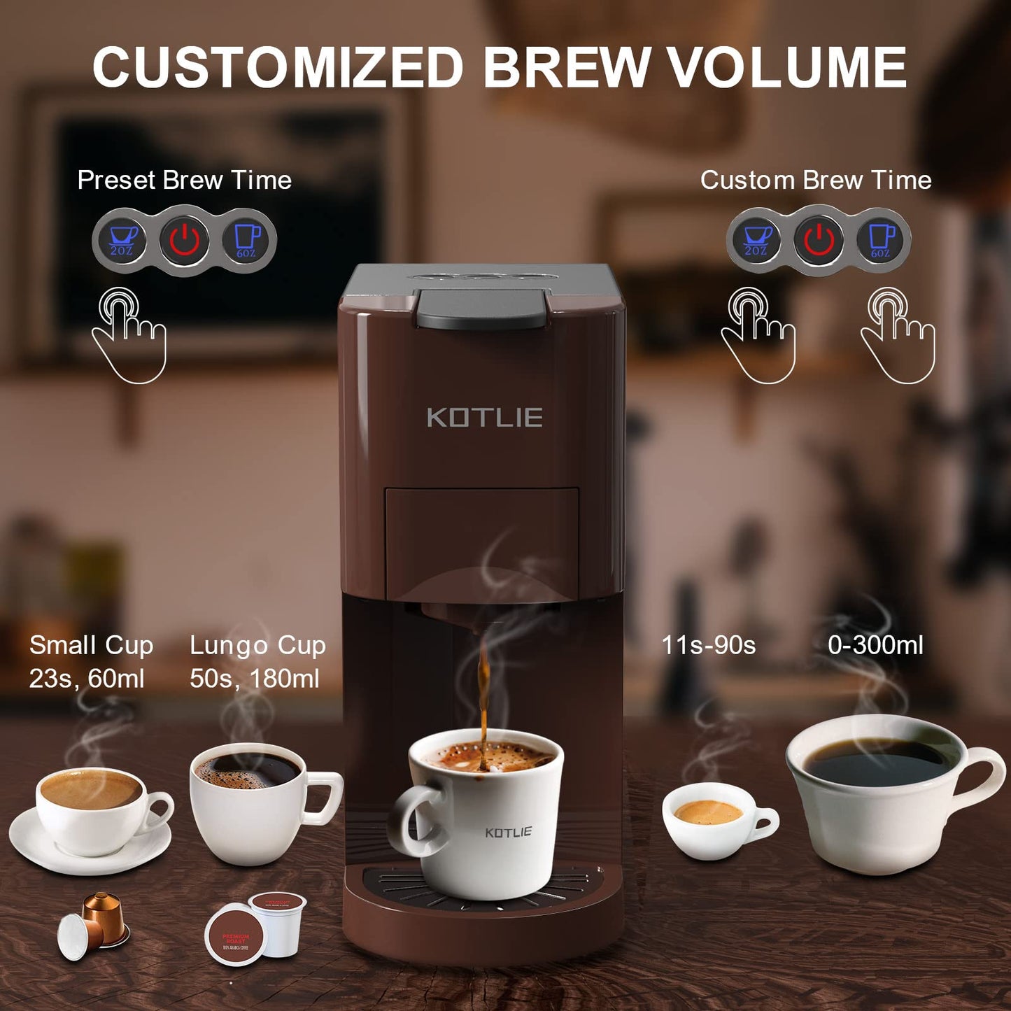KOTLIE 513K Espresso 4in1 Coffee Machine for Nespresso Original/Dolce Gusto/L’OR/Starbucks/Ground Capsule and ESE Coffee Pods,19 Bar Automatic Coffee Machines…