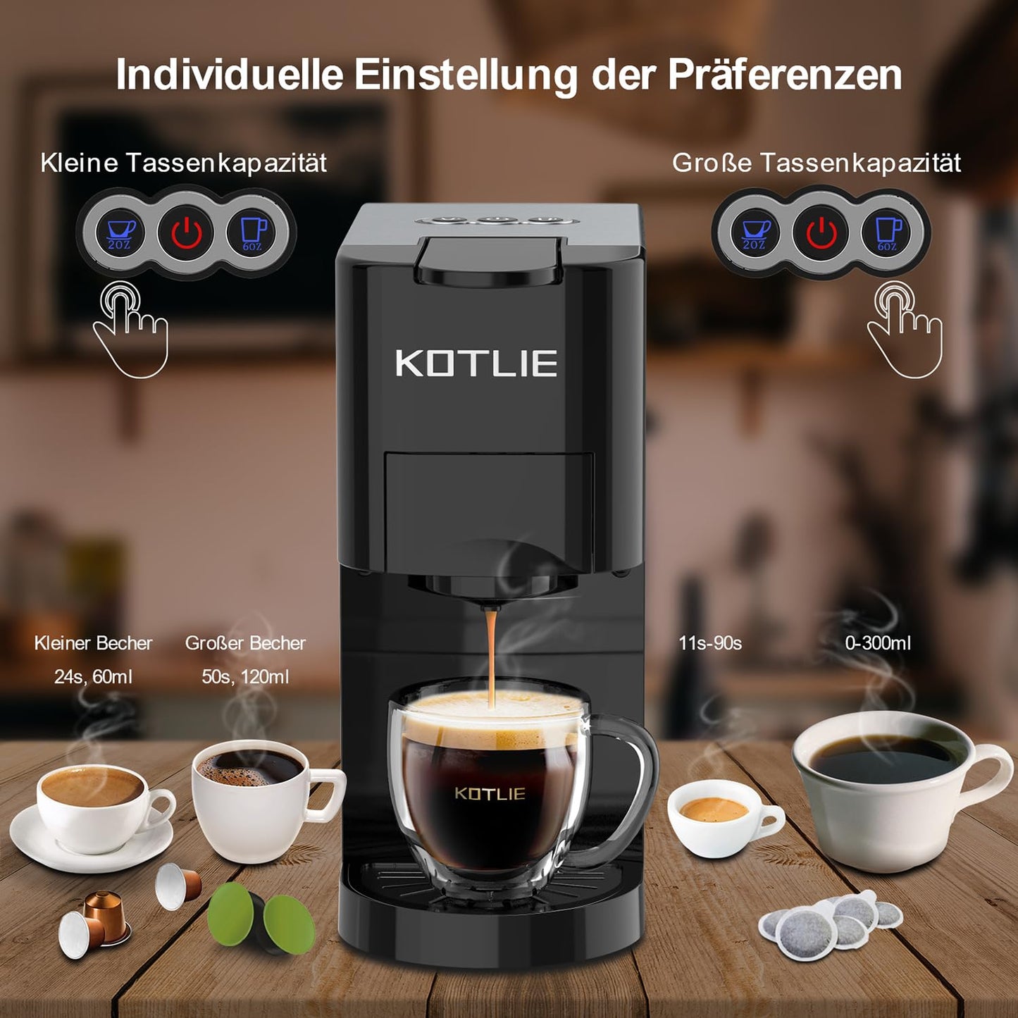 Expreso 513F 5 en 1 Cafetera de Capsulas para Dolce Gusto/Nespresso Original/Lavazza Mio/Ground/ESE Pods,19 Bar Alta Presión Apagado Automático Depósito cafetera capsulas…