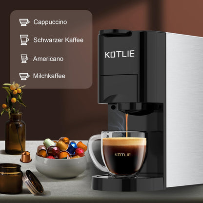 Expreso 513F 5 en 1 Cafetera de Capsulas para Dolce Gusto/Nespresso Original/Lavazza Mio/Ground/ESE Pods,19 Bar Alta Presión Apagado Automático Depósito cafetera capsulas…